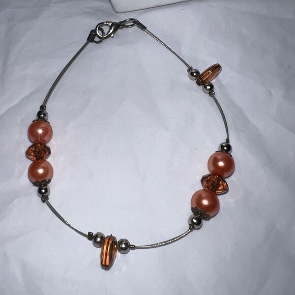 Vintage Silver Tone Wire and‎ Bead Bracelet - Picture 2 of 7